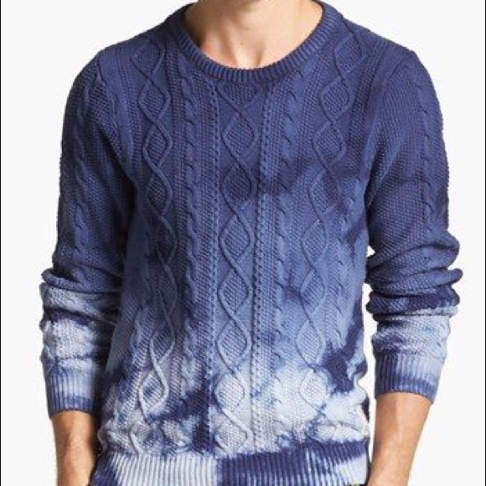 Scotch & Soda Cable Knit Indigo Tie Die Sweater
